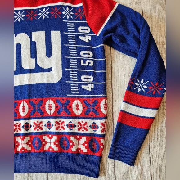 NFL Team Apparel •Size Medium• New York Giants Ugly Sweater Fair Isle Soft Cozy - Picture 4 of 6